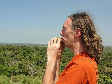 Bartholome Cerlom Au sommet de la pyramide de Bonampak en pays maya